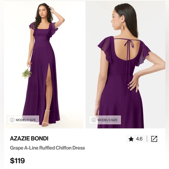 NWT Grape A-Line Ruffled Chiffon Dress in size 0 - Picture 6 of 7